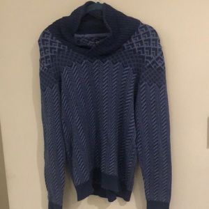 American Rag Mens Sweater blue medium  Textured Knit Shawl Collar - M